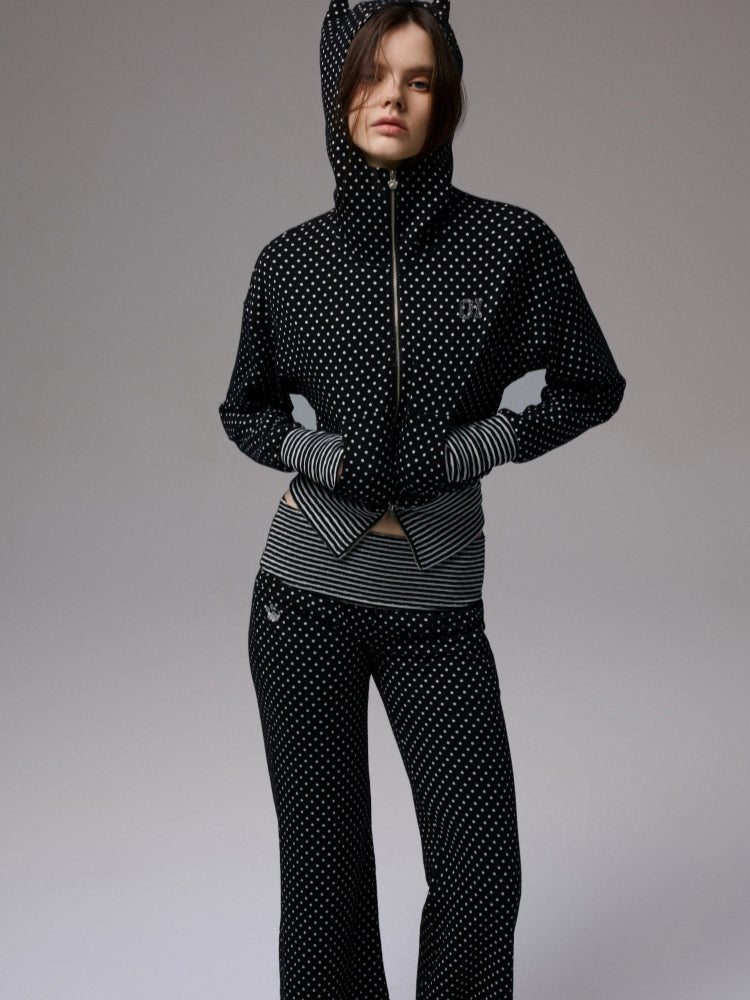 Polka Dot Stripe Double-Sided Tank Top & Pants Set