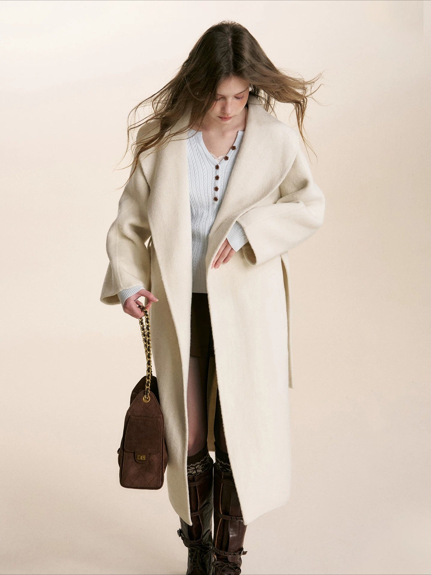 Almond Wool Blend Coat
