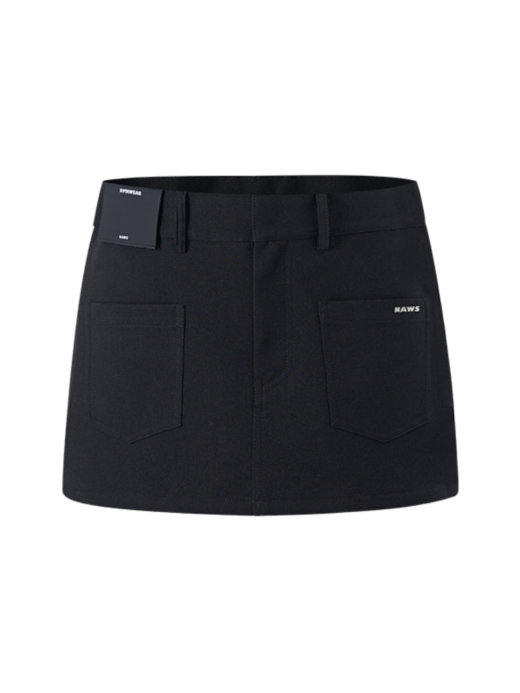 Wool Fold - structure Low-waist Pencil Skirt