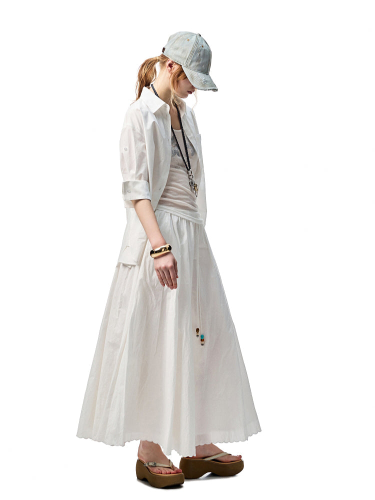 Striped Beaded A-line Skirt