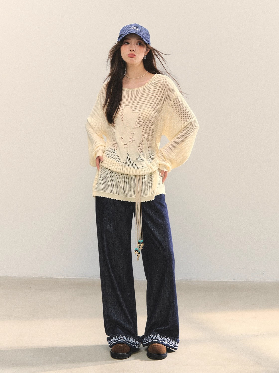 Flower Jacquard Loose Knitted Top