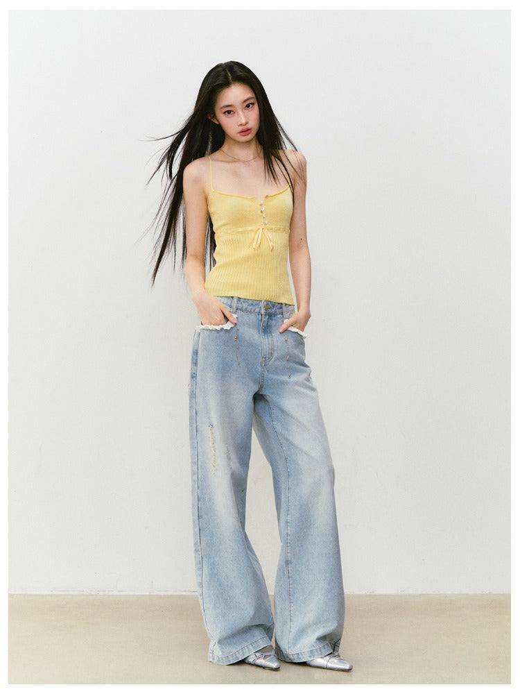 Button Lyocell Knit Tank Top