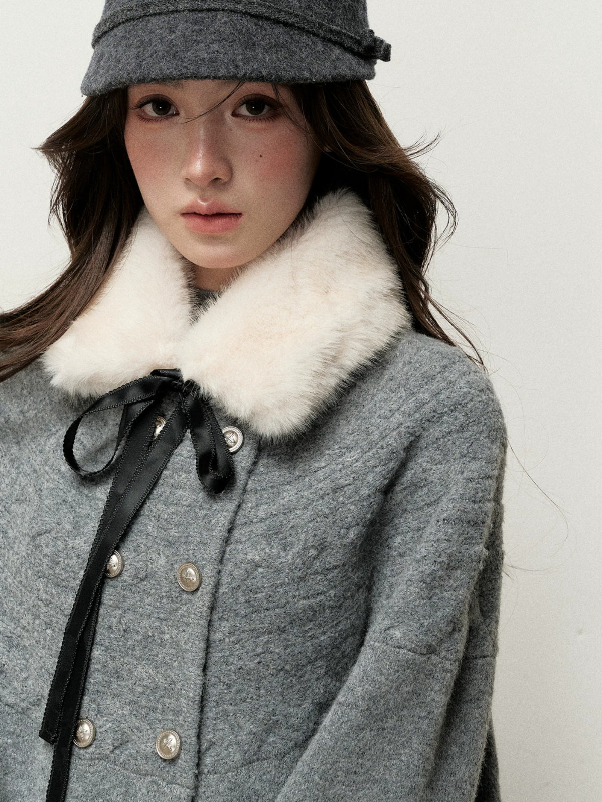 Vintage Bow Faux Fur Collar