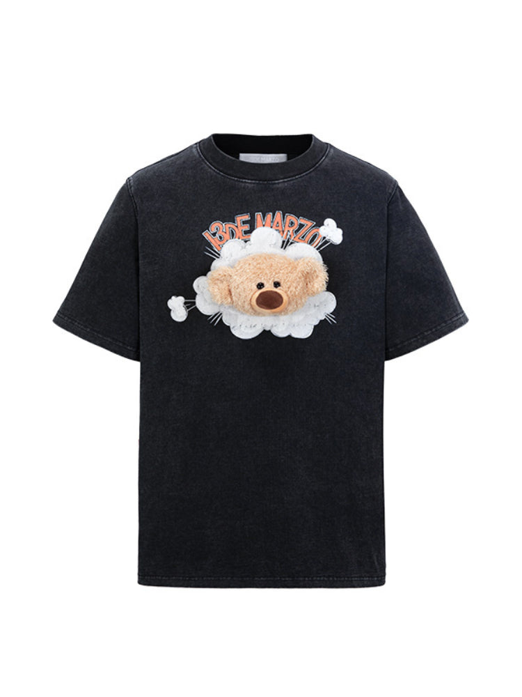 Illustrated Bear Short-Sleeve Cotton T-Shirt