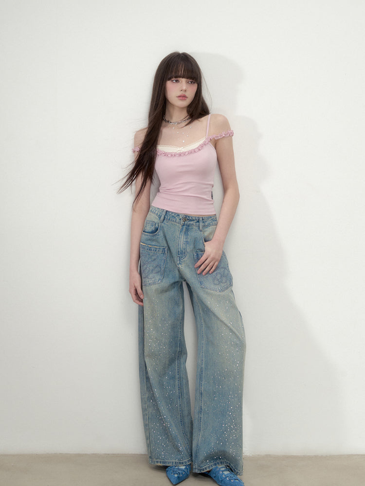 Pleated Faux Two-Piece Color-Block Vest