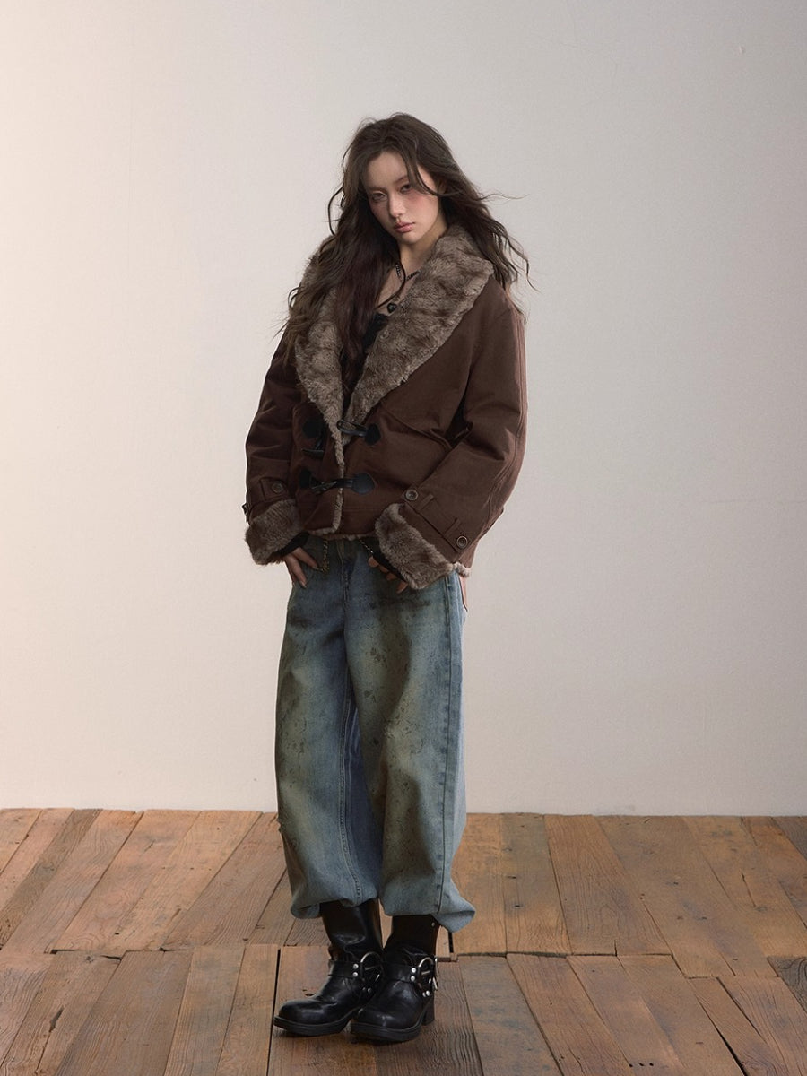 Reversible Eco-Faux Fur Toggle Coat