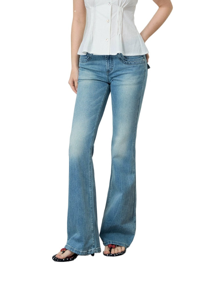 Light Blue Low-Rise Flared Jeans