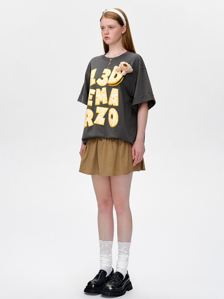 Cookie Illustration Round-Neck T-Shirt