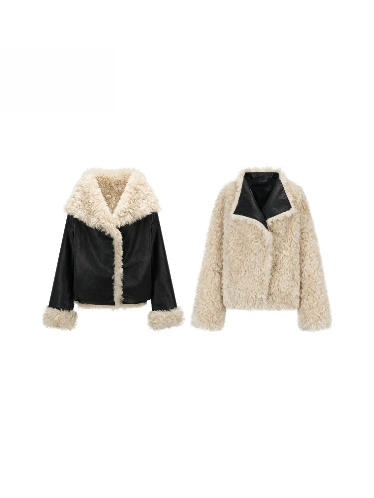 Reversible Faux Fur PU Jacket