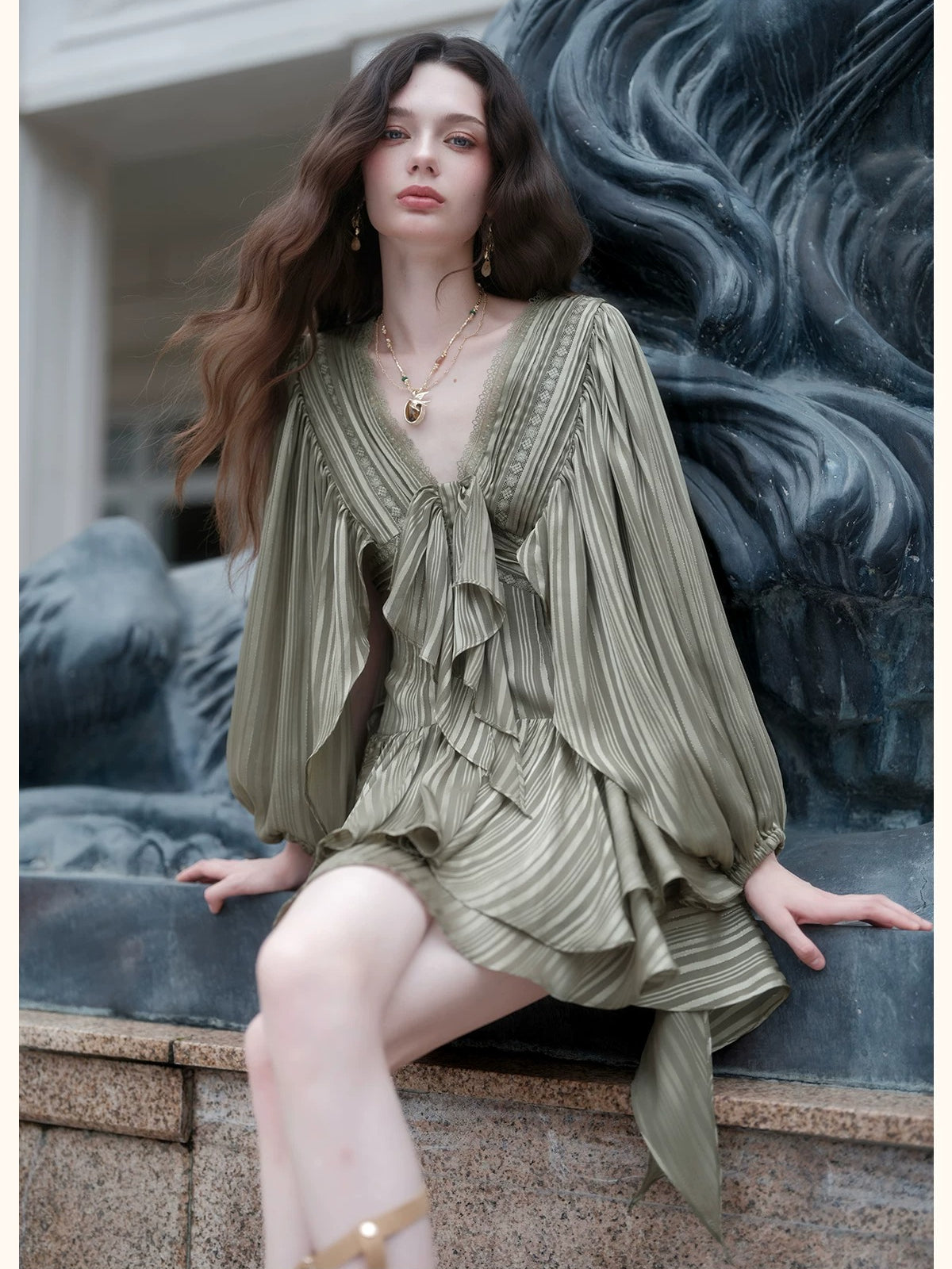 Romantic Ruffle Sleeve Dress