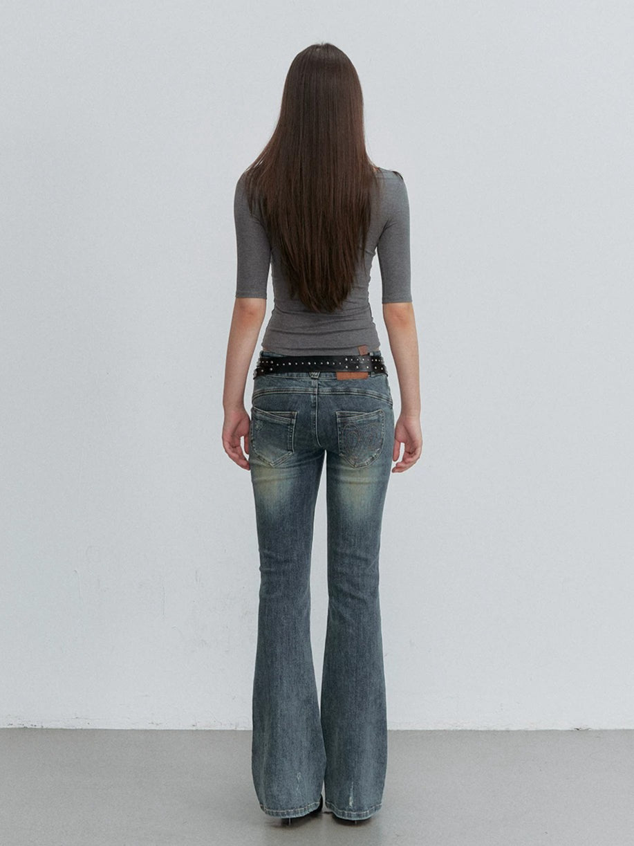Double Waistband Flare Jeans