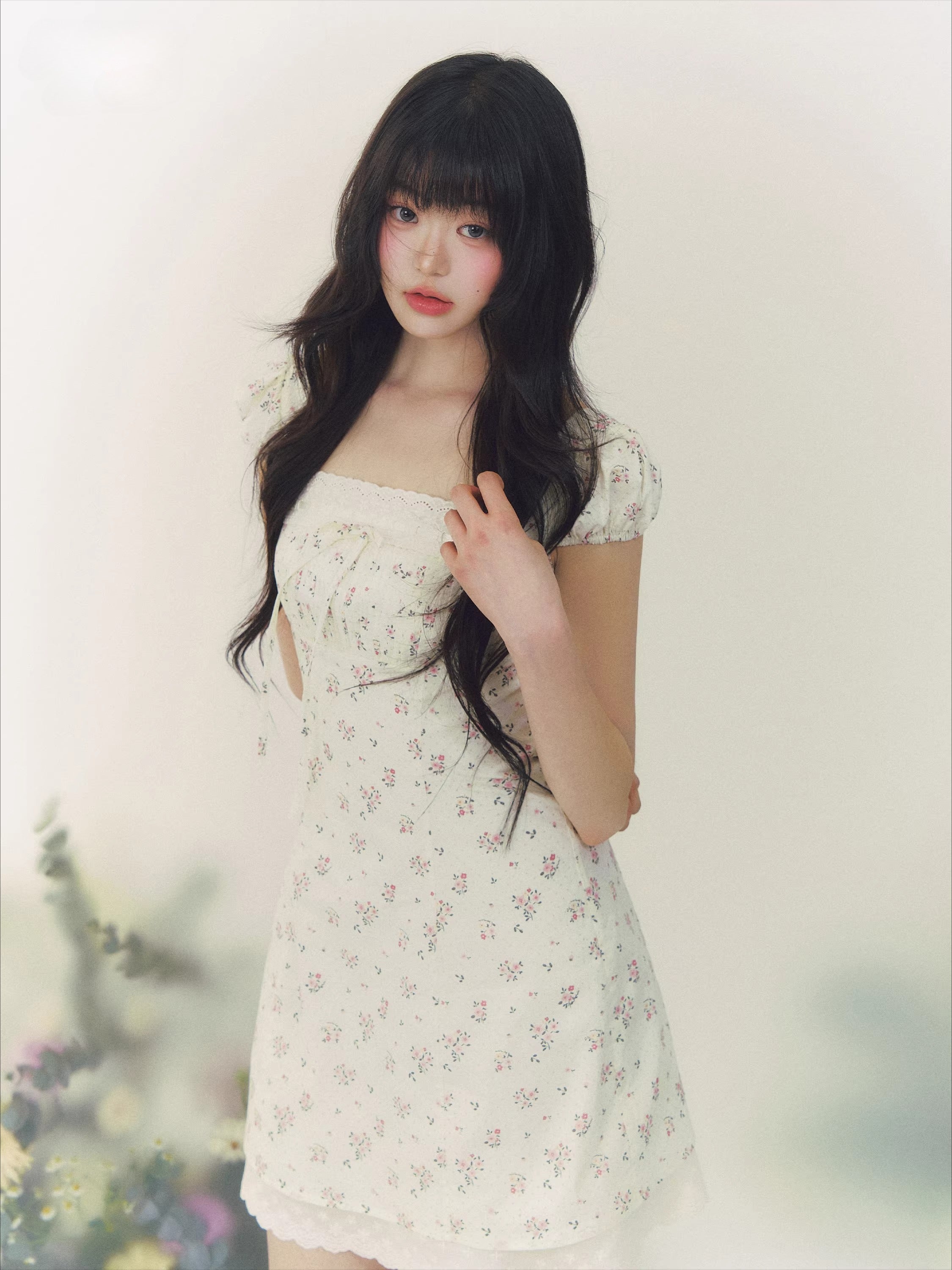Floral Polka Waist Dress