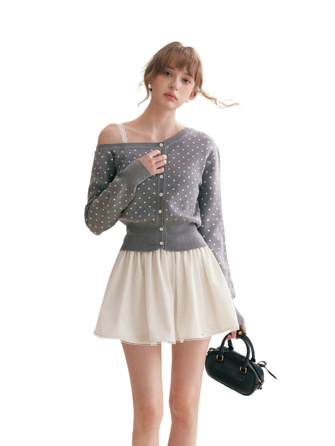Polka Dot Knit Cardigan
