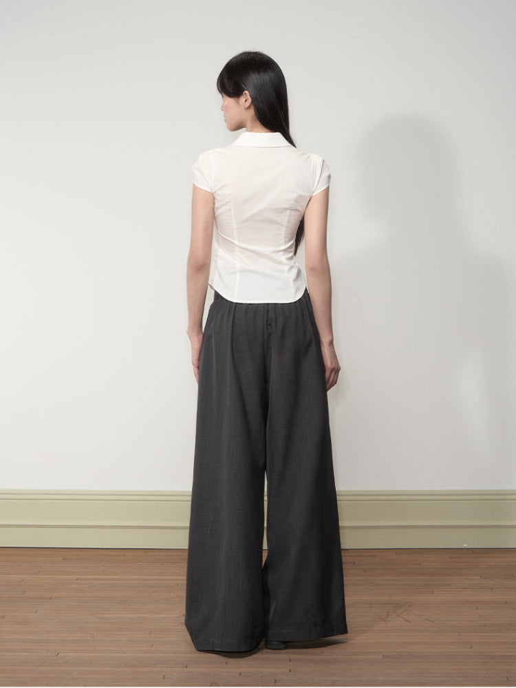 Waist Lace V - neck Shirt