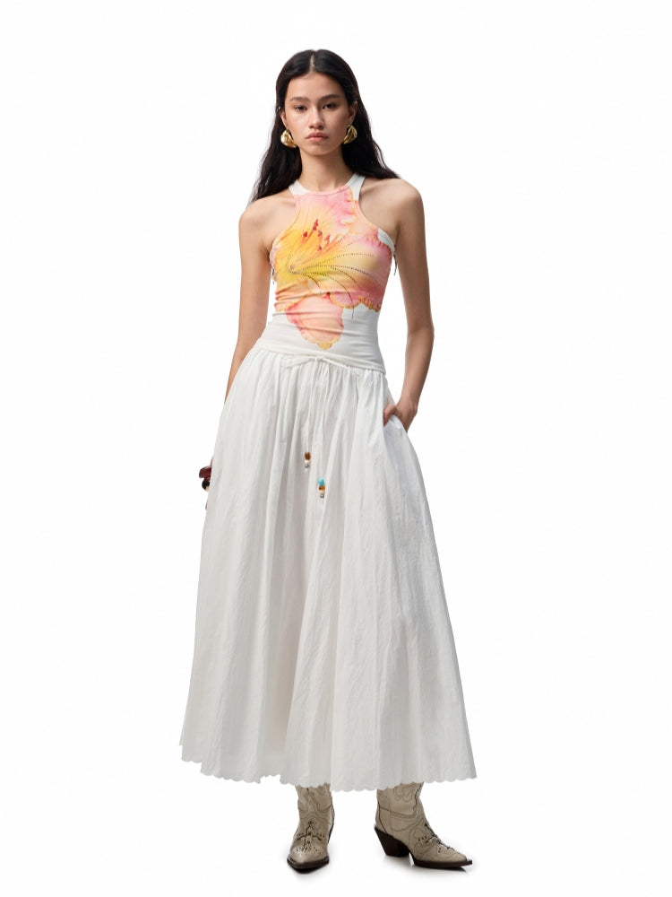 Floral Print Rhinestone Vest