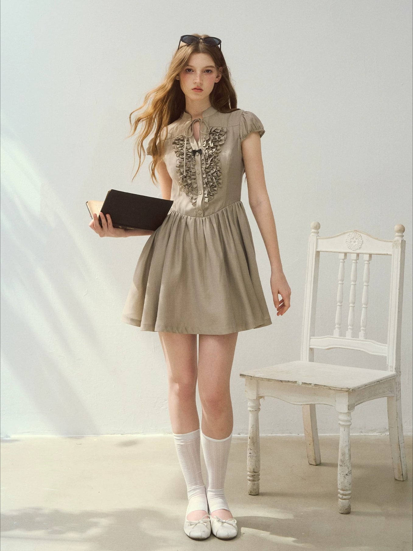White & Green Island Diary Dress
