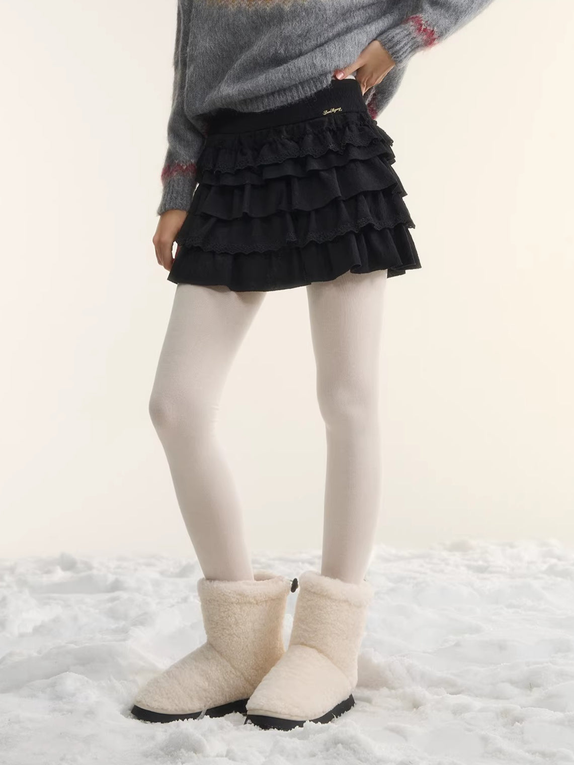 Retro Ballet Lace Tiered Mini Skirt