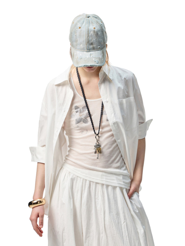 Mid Sleeve Loose-fit Shirt & Skirt Set