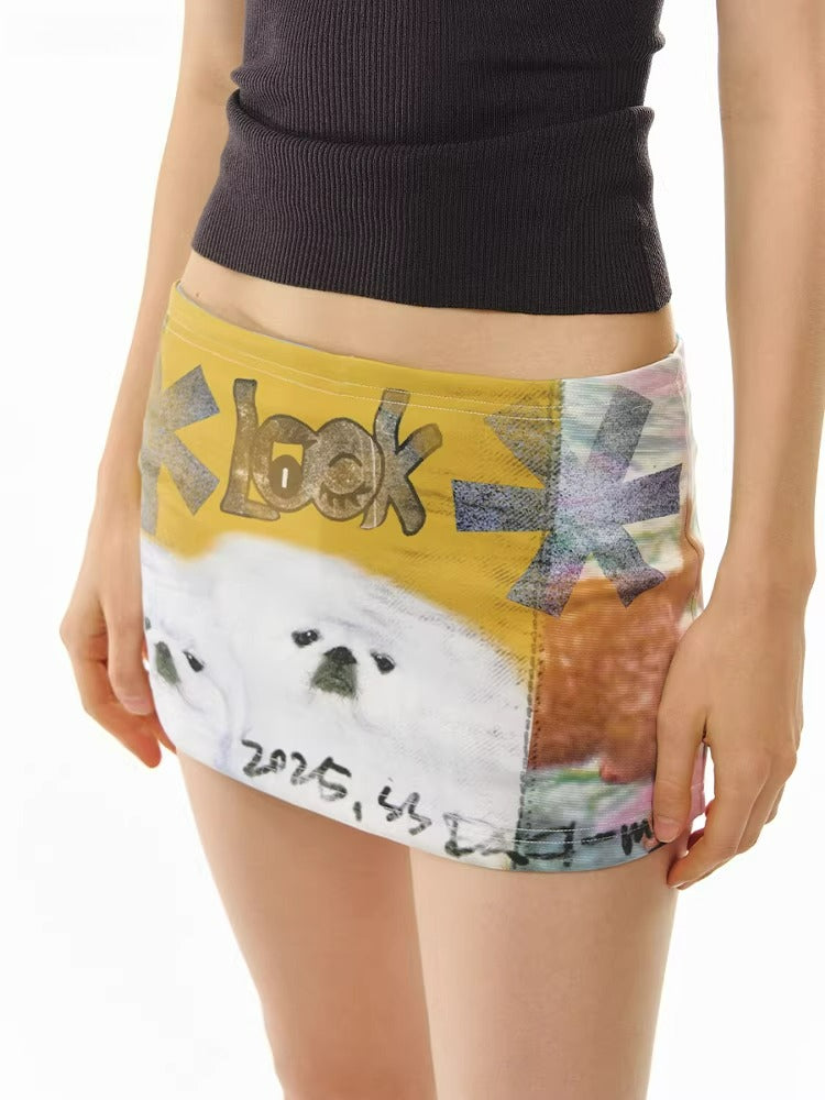 DeD-moji Graphic Knit Low-Rise Mini Skirt