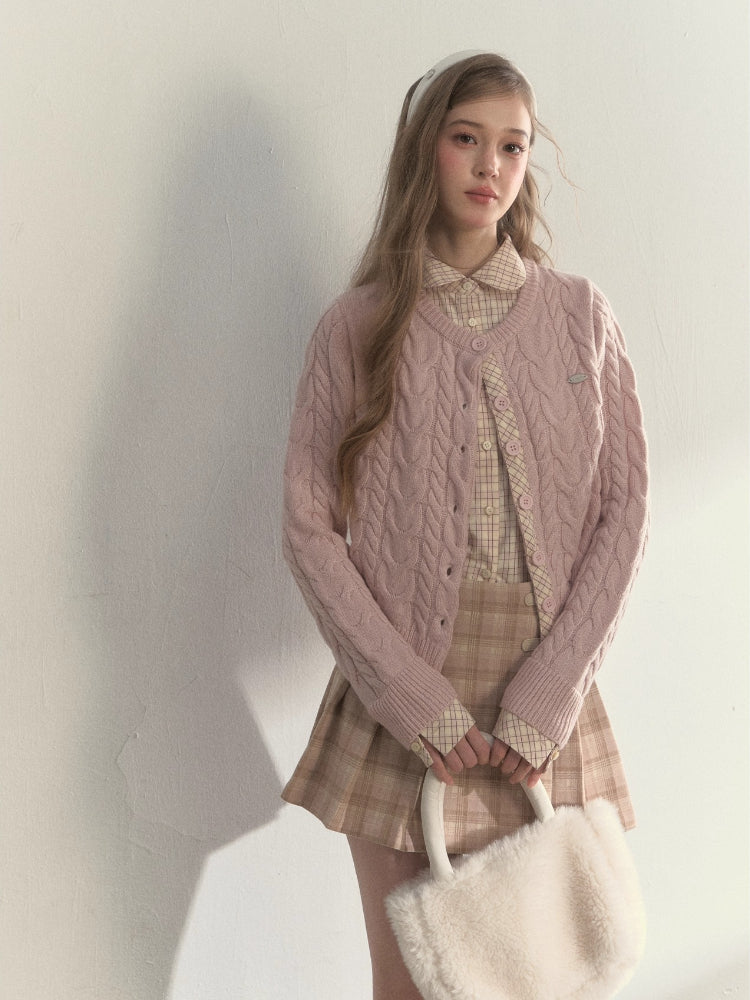 “Pine Dusk” Wool-Blend Doll Collar Knit Sweater