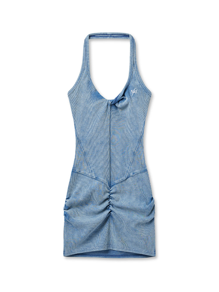 Vintage U-Neck Slim Halter Dress