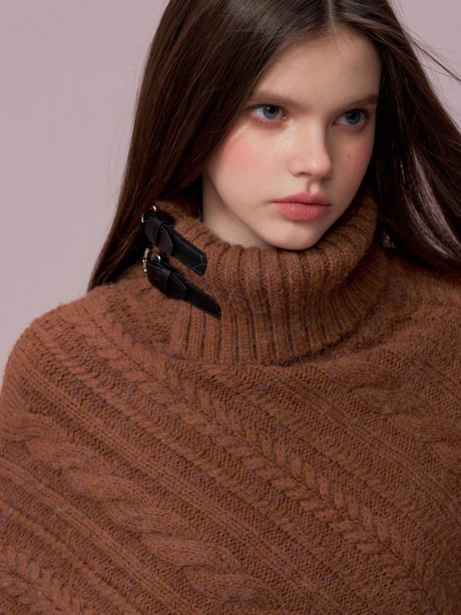 Oversized Cowl Neck Cape Sweater