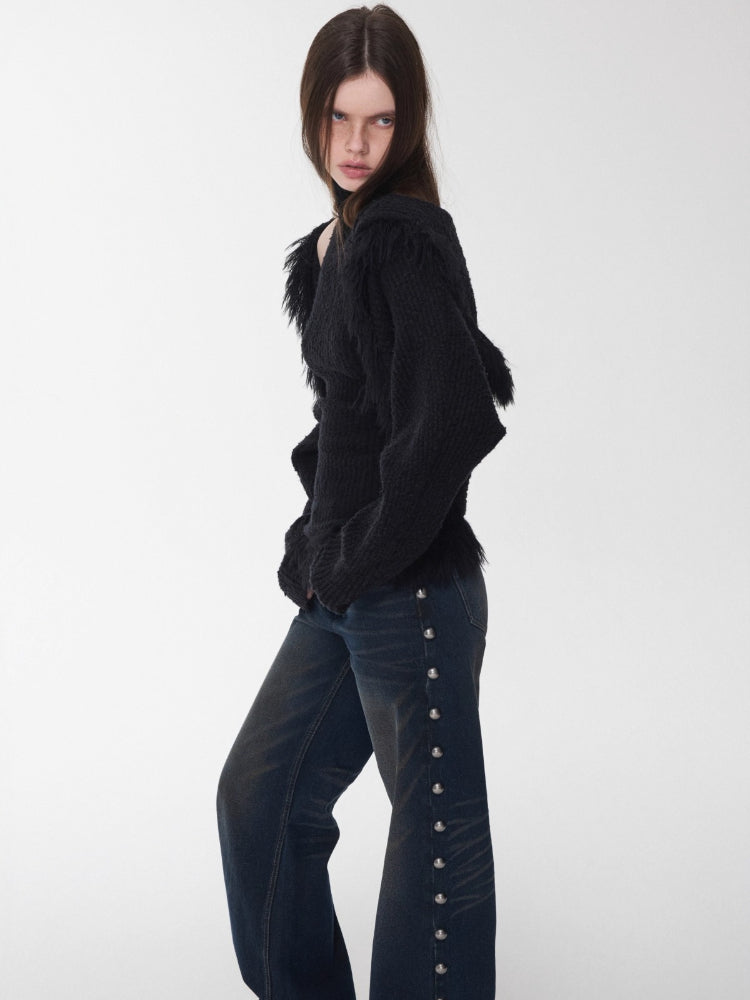 Hooded Faux Fur Knit Set