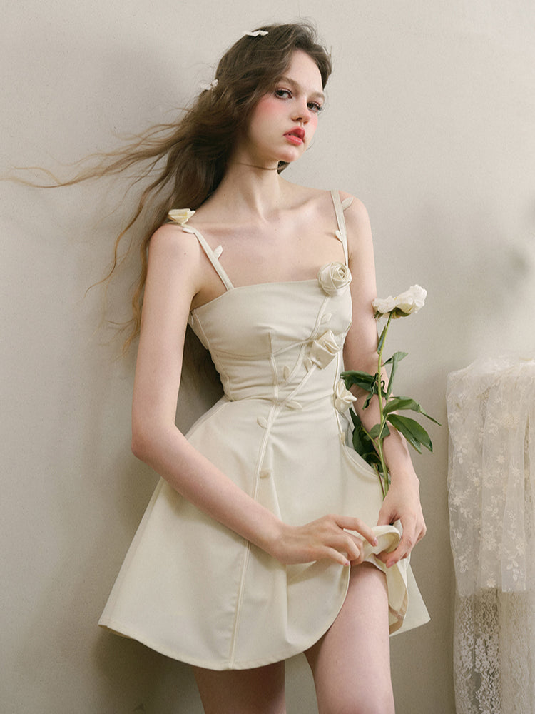 Black & White Floral Strapless Cami Dress