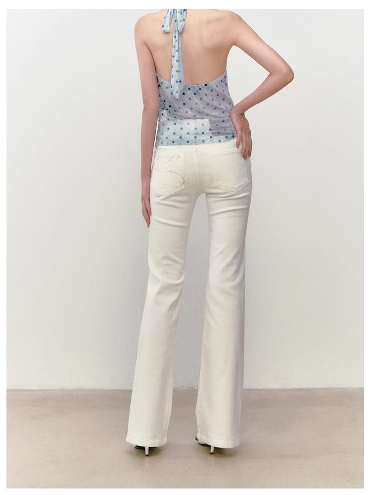 Rhinestone Firework Straight-Micro Flare Jeans