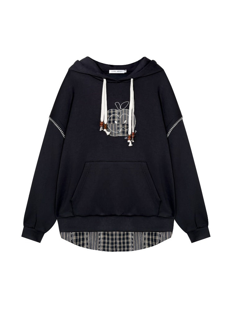 Apple Patch Two-Piece Layered Hoodie