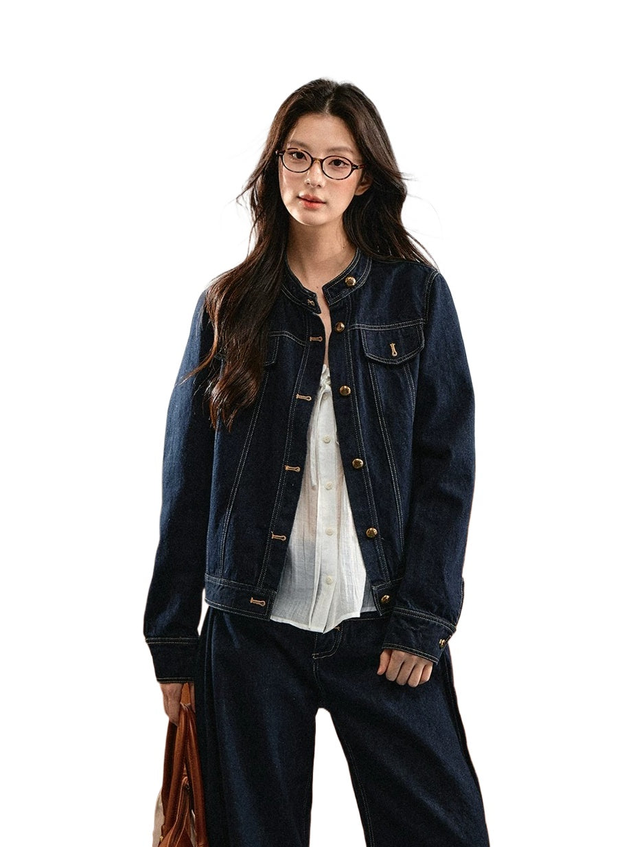 Gold Button Denim Set