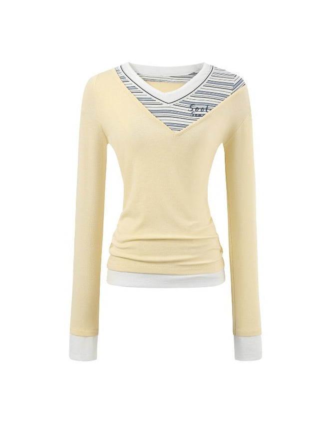 V-neck Layered Slim Tee