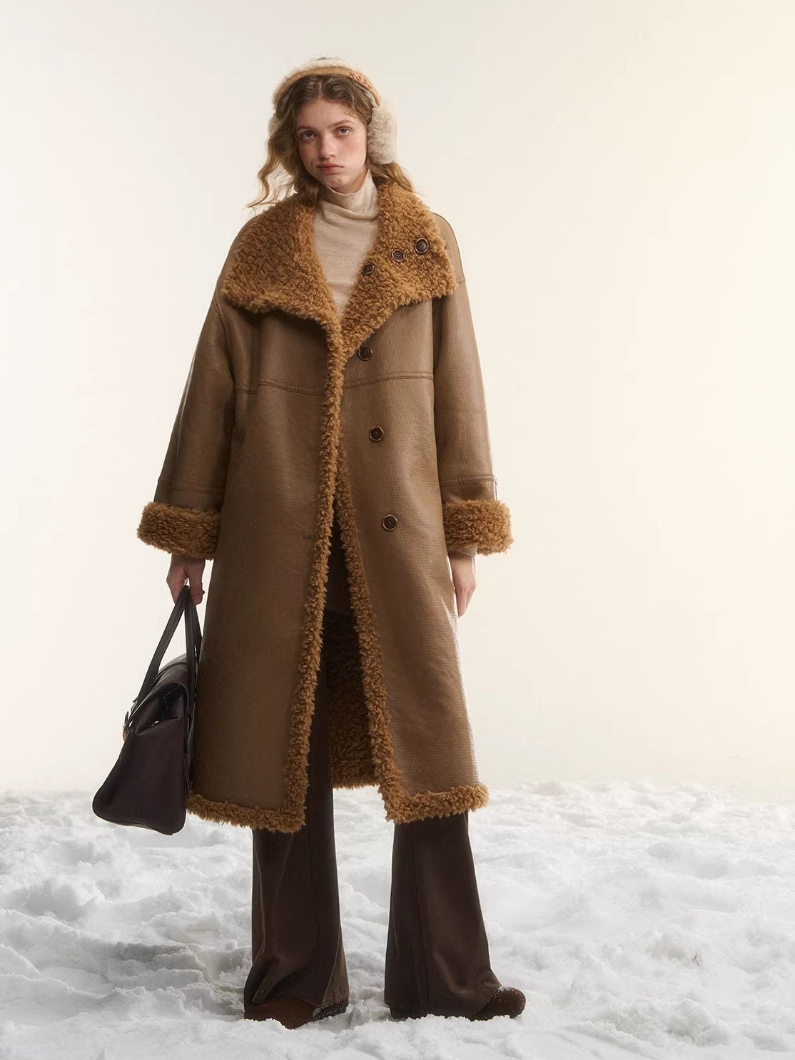 Two-Way Reversible Shearling Wool Coat