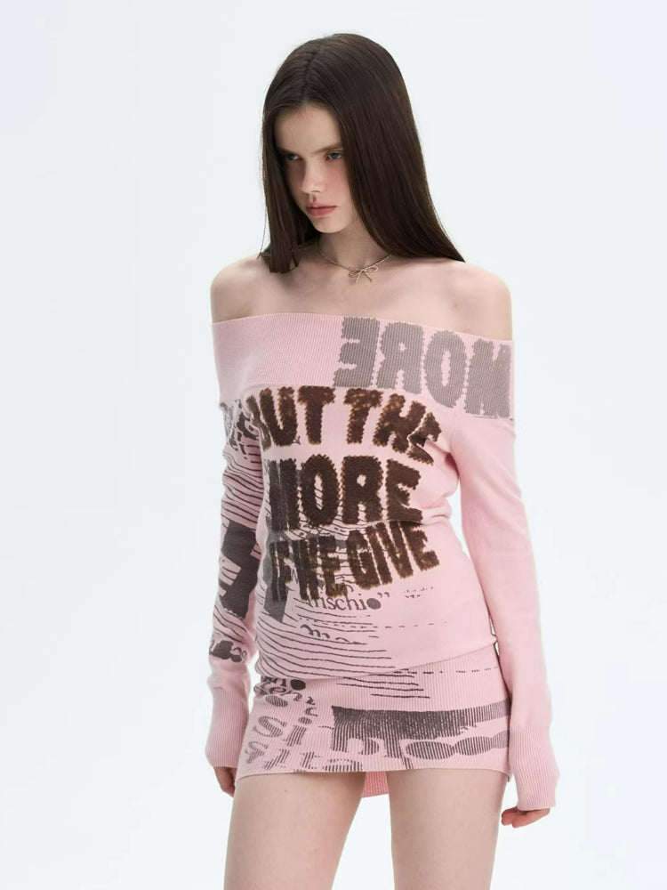 Vintage Print Knit Dress