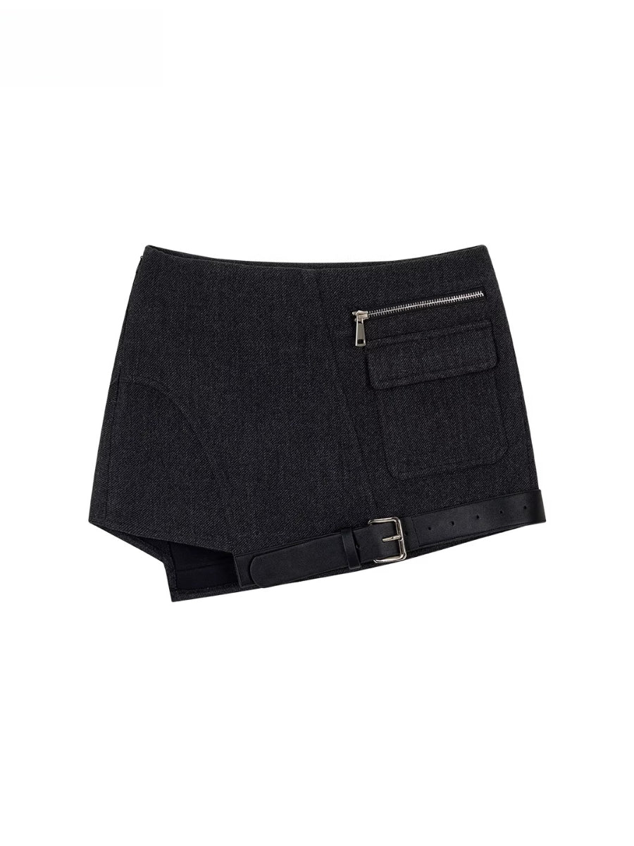 Asymmetric Hem Wool Blend Skirt