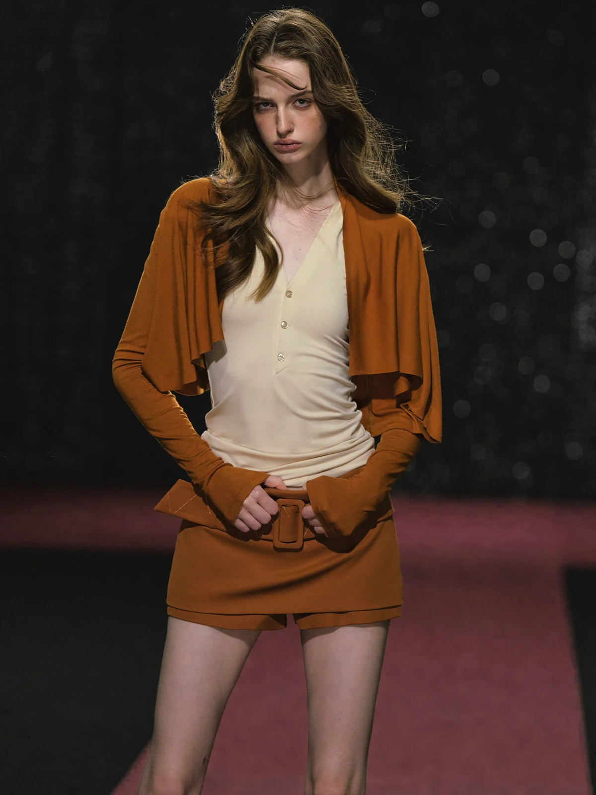 Irregular Pleated Shrug & Top Set