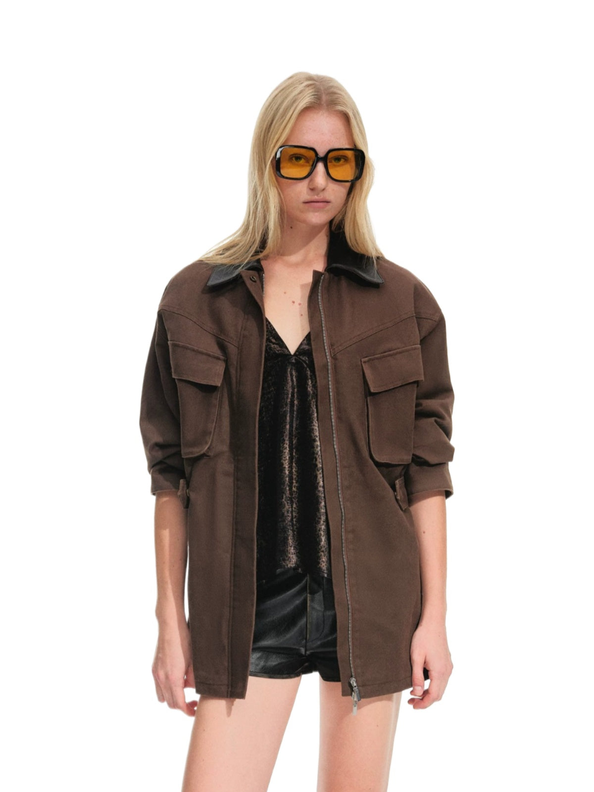 Vintage Contrast Collar Utility Jacket