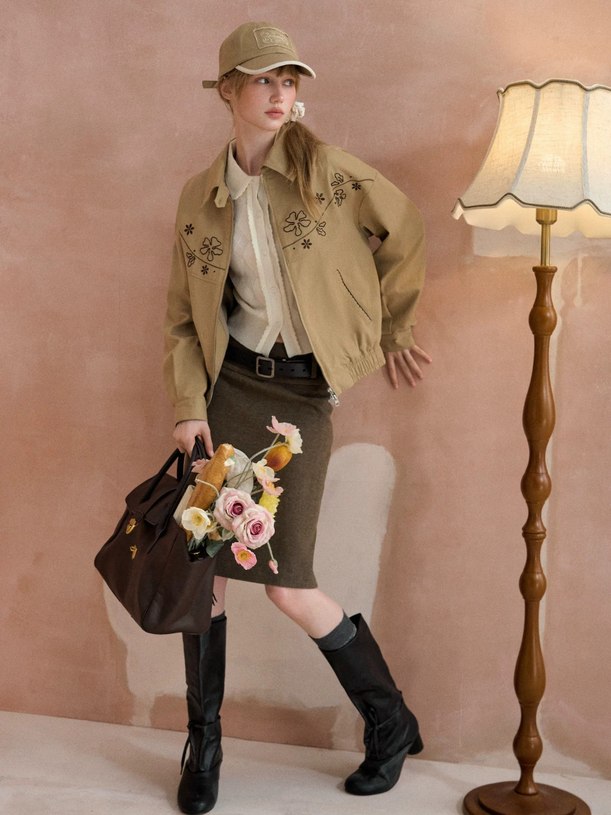 Floral Embroidered Utility Jacket