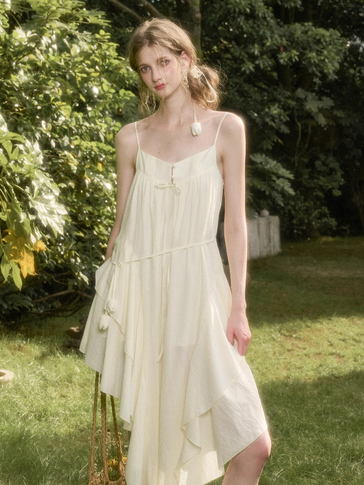 Washed Cotton Irregular Design Slip Dress