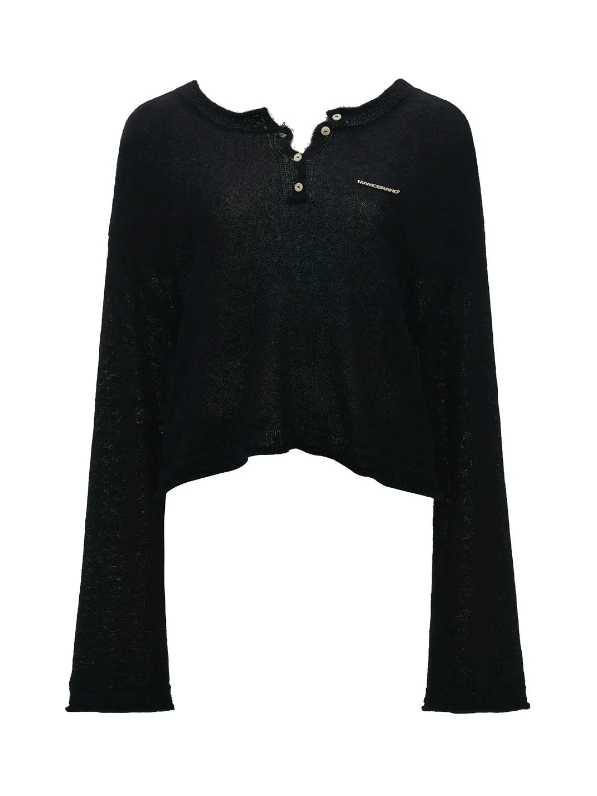 Mohair Open-Back Cropped Knit Sweater