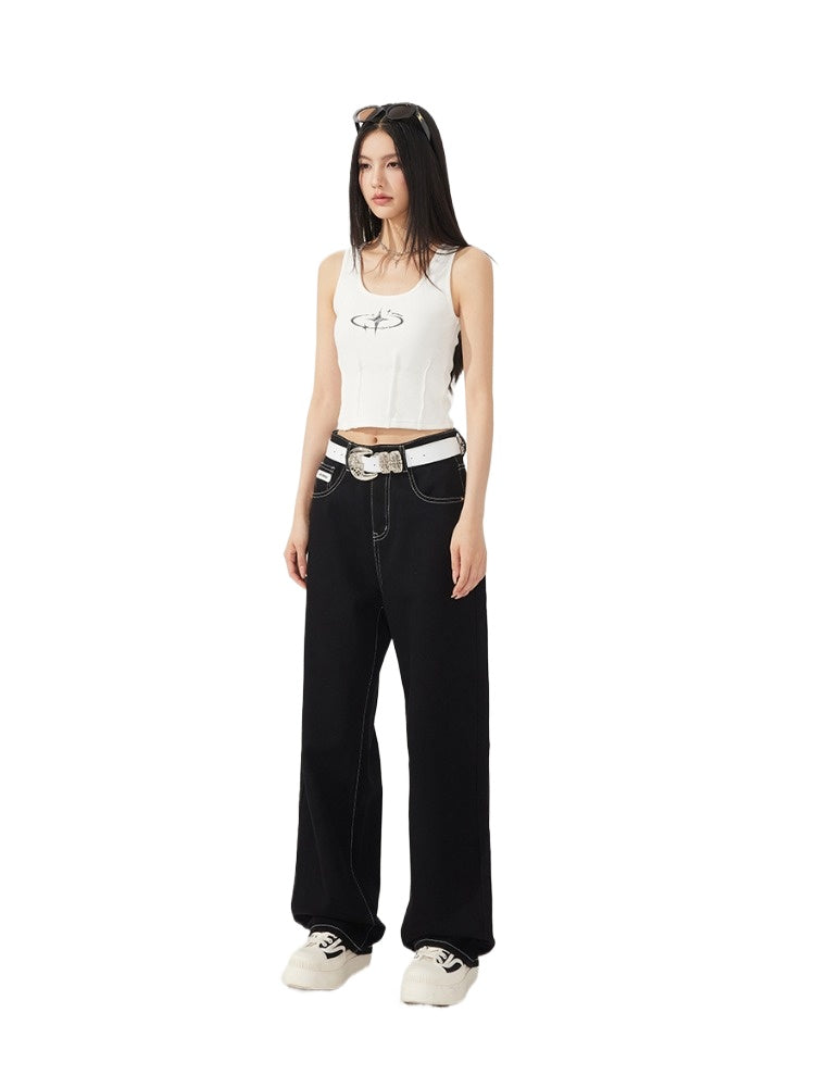 Heart Denim Wide-Leg Pants