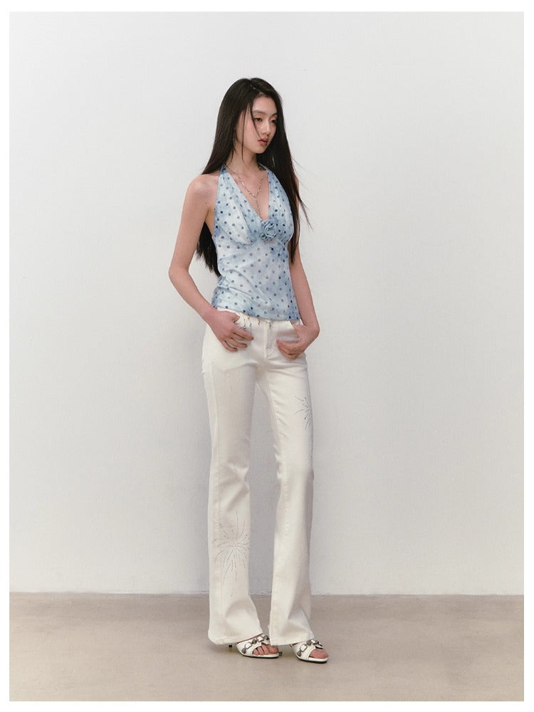 Polka Dot Rose Halter Tank Top