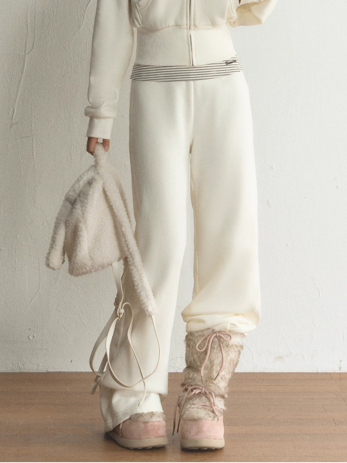 High Waist Fleece-Lined Straight-Leg Pants