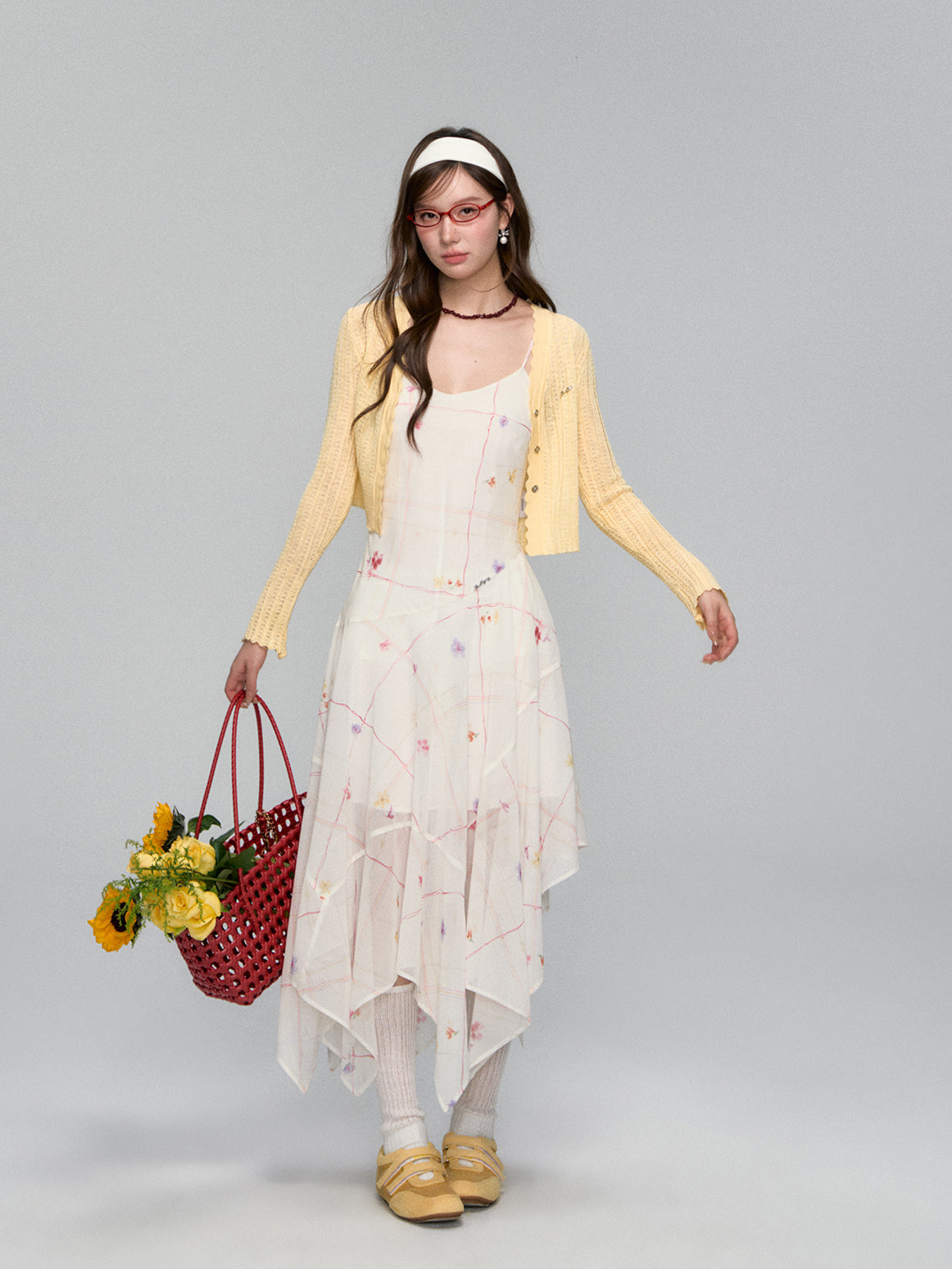 Irregular Floral Chiffon Dress