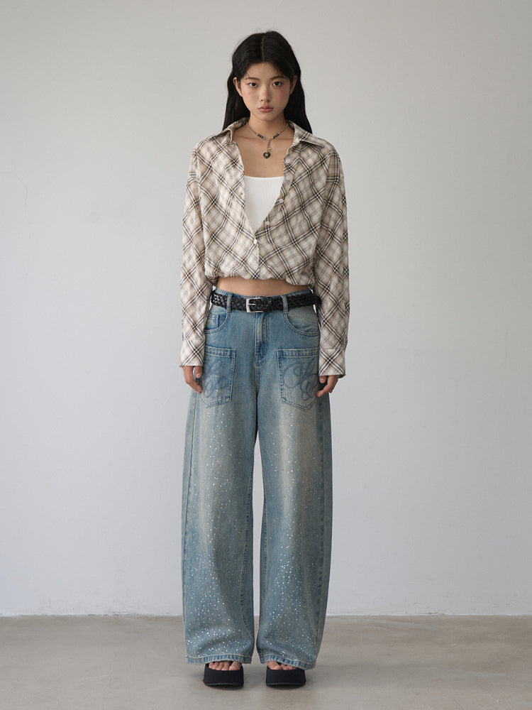 Two-piece Look Checked Long-sleeve Shirt