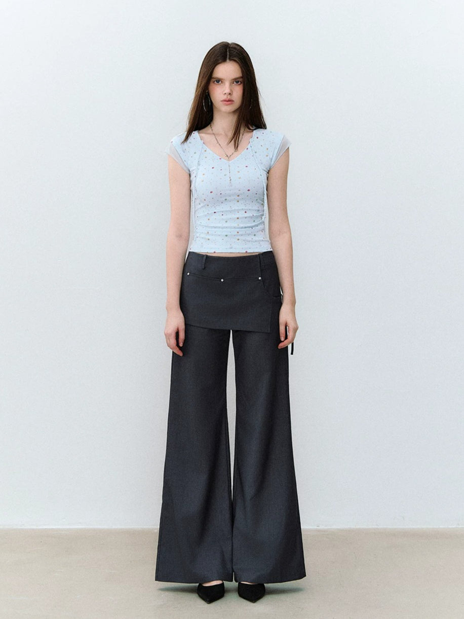 Mesh Panel V-Neck T-shirt