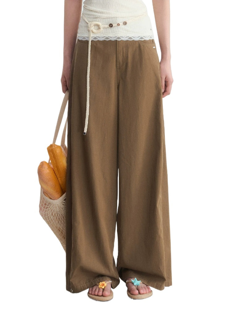Retro Coffee Wide-Leg Pants