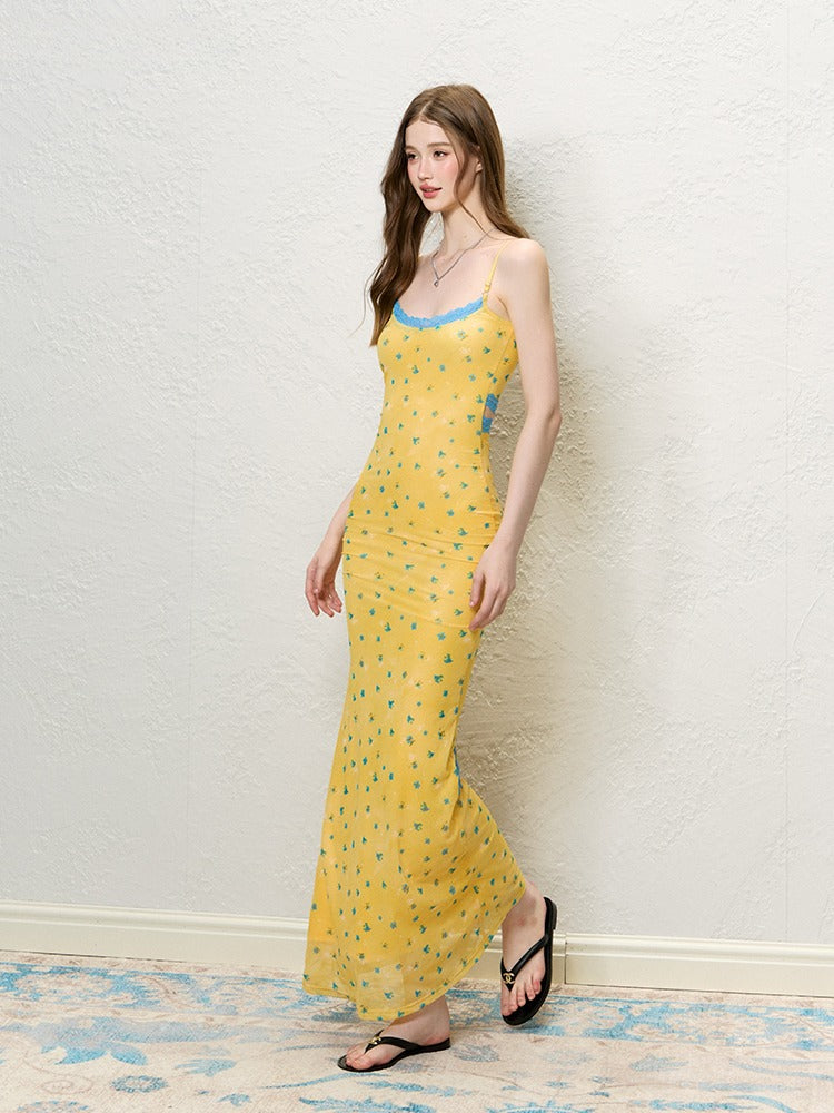 Molly Yellow Cut-Out Floral Midi Dress