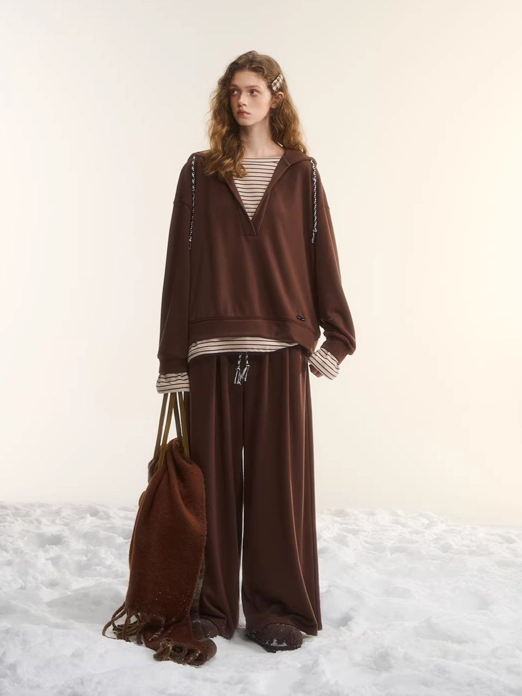 Vintage Striped Layered Sweatshirt Set