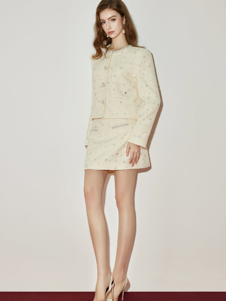 Jacket & Classic Pearl Tweed Skirt Set